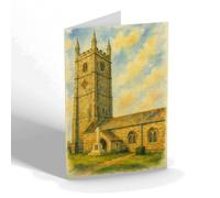 NOTELET - The Church from South East, St Columb Minor - Vintage Art Style