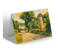 NOTELET - The Church & Post Office, Salcombe Regis - Vintage Art Style