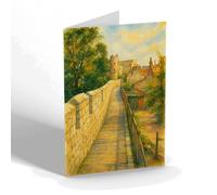 NOTELET - The City Walls & Monk Bar, York - Vintage Art Style