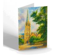 NOTELET - The Clock Tower & Cathedral, Norwich - Vintage Art Style