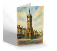 NOTELET - The Clock Tower, Machynlleth - Vintage Art Style