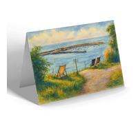 NOTELET - The Cob from Langmore Gardens, Lyme Regis - Vintage Art Style