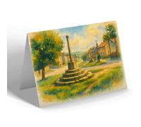 NOTELET - The Cross & Village, Great Longstone - Vintage Art Style
