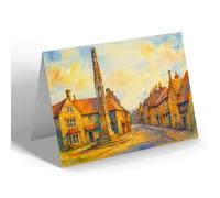 NOTELET - The Cross & West Street, Geddington - Vintage Art Style