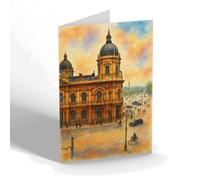 NOTELET - The Dock Office & Queen's Gardens, Hull - Vintage Art Style