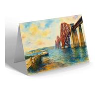 NOTELET - The Forth Bridge & Ferry, Edinburgh - Vintage Art Style