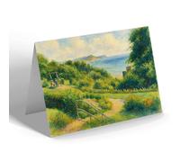 NOTELET - The Gardens & View Of Golden Cap, Lyme Regis - Vintage Art Style