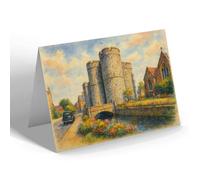 NOTELET - The Gardens & West Gate, Canterbury - Vintage Art Style
