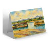 NOTELET - The Harbour & Mourne Mountains, Kilkeel - Vintage Art Style