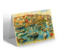 NOTELET - The Inner Harbour from West Quay, Mevagissey - Vintage Art Style