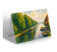 NOTELET - The Isis from Folly Bridge, Oxford - Vintage Art Style