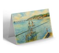 NOTELET - The Marine Lake & Pier, Clevedon - Vintage Art Style