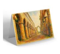 NOTELET - The Nave & East Window, Fountains Abbey - Vintage Art Style