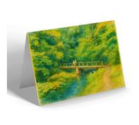 NOTELET - The Old Mill Bridge, Temple - Vintage Art Style