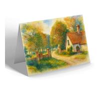 NOTELET - The Poet's Cottage, Fordham - Vintage Art Style
