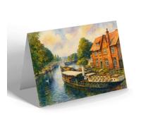 NOTELET - The River Isis from Folly Bridge, Oxford - Vintage Art Style