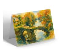 NOTELET - The Roman Bridge, Dinas Mawddwy - Vintage Art Style