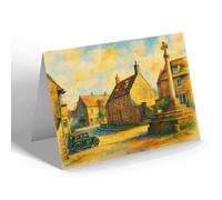 NOTELET - The Square, Corfe Castle (c) - Vintage Art Style