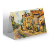 NOTELET - The Steps, Robin Hood's Bay - Vintage Art Style