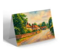 NOTELET - The Village & Fox Inn, Funtington - Vintage Art Style