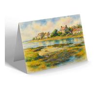 NOTELET - The Village from Shore Road, Aberffraw - Vintage Art Style