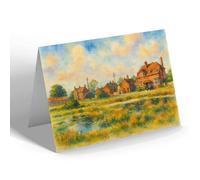 NOTELET - The Village & Lamb Inn, Eversley Cross - Vintage Art Style