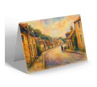 NOTELET - The Village & Post Office, Temple - Vintage Art Style