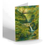NOTELET - The Waterfall & Bridge, Glen Maye - Vintage Art Style