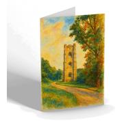 NOTELET - Tower from West, Fountains Abbey - Vintage Art Style