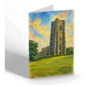 NOTELET - Tower of St Peter & St Pauls Church Lavenham - Vintage Art Style