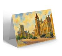NOTELET - Town Hall & St Paul's, Burton-on-Trent - Vintage Art Style