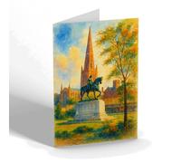 NOTELET - Trinity Church & Lady Godiva's Statue - Vintage Art Style