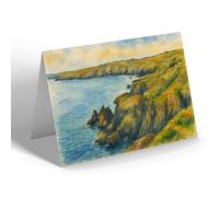 NOTELET - View from Cliff Walk, Bull Bay, Amlwch - Vintage Art Style