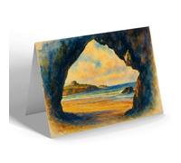 NOTELET - View from Great Western Cave, Newquay - Vintage Art Style