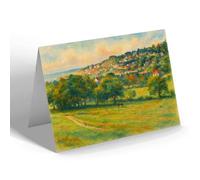NOTELET - View from Hills looking over Lyme Regis - Vintage Art Style