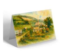 NOTELET - Village from War Memorial, Dolanog - Vintage Art Style