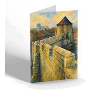 NOTELET - Walls At Fishergate Postern, York (b) - Vintage Art Style