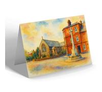 NOTELET - War Memorial & Wesleyan Church, Sudbury - Vintage Art Style