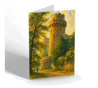 NOTELET - Warwick Castle, Caesar Tower - Vintage Art Style