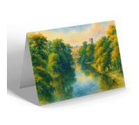 NOTELET - Warwick Castle from the Bridge (a) - Vintage Art Style