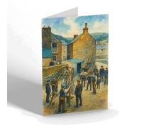 NOTELET - Weighing the Catch, Polperro - Vintage Art Style