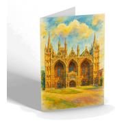 NOTELET - West Front, Peterborough Cathedral - Vintage Art Style
