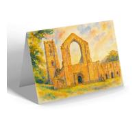 NOTELET - West Front & Tower, Fountains Abbey - Vintage Art Style