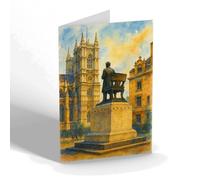 NOTELET - Westminster Abbey. Statue of Abraham Lincoln - Vintage Art Style