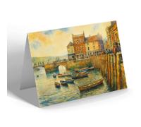 NOTELET - Whitby. The Bridge & St Ann's Staith - Vintage Art Style