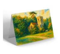 NOTELET - Wonersh Parish Church from the Old Green - Vintage Art Style
