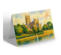 NOTELET - Worcester Cathedral. from the River - Vintage Art Style