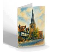 NOTELET - Ye Olde Crooked Spire, Chesterfield - Vintage Art Style