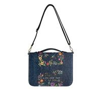 Noteligou Bible Cover - Portable Bible Case with Shoulder Strap for Bible Study, Flowers Inspirational Scriptures, L