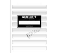 Notenheft: Din A4 mit Notenlinien Lineatur 14 - Blanko Musikheft mit 8 Systeme ohne Hilfslinien für die Schule und privat - Notenblock 80 Seiten mit ... in den Farben Schwarz und Weiß